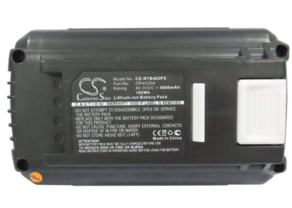 40.0V, 4000mAh, Li-ion Battery fits Ryobi, 40v 14 In Brushless Chain Saw, 40v 20 In Brushless, 160Wh