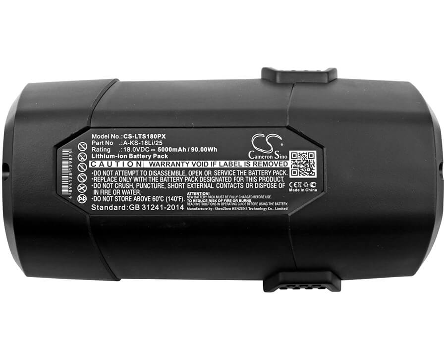 18.0V, 5000mAh, Li-ion Battery fits Lux-tools, A-ks-18li/25, 90Wh
