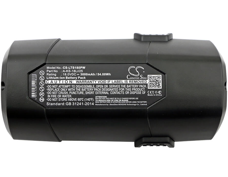 18.0V, 3000mAh, Li-ion Battery fits Lux-tools, A-ks-18li/25, 54Wh