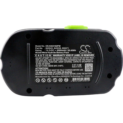 19.2V, 2000mAh, Ni-MH Battery fits Kawasaki, 19.2v Unisource, 69007, 38.4Wh