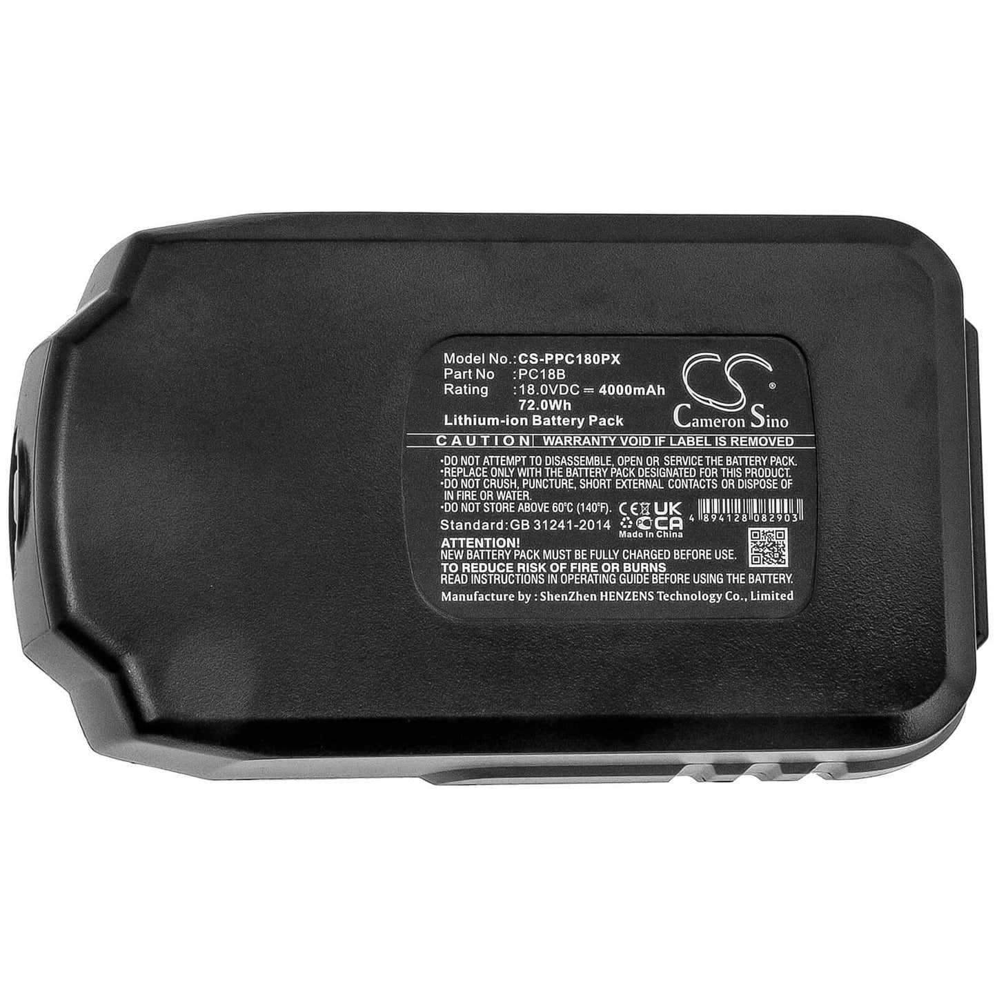 18.0V, 4000mAh, Li-ion Battery fits Porter Cable, Pc18ag, Pc18al, 72Wh
