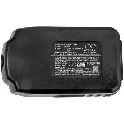 18.0V, 4000mAh, Li-ion Battery fits Porter Cable, Pc18ag, Pc18al, 72Wh