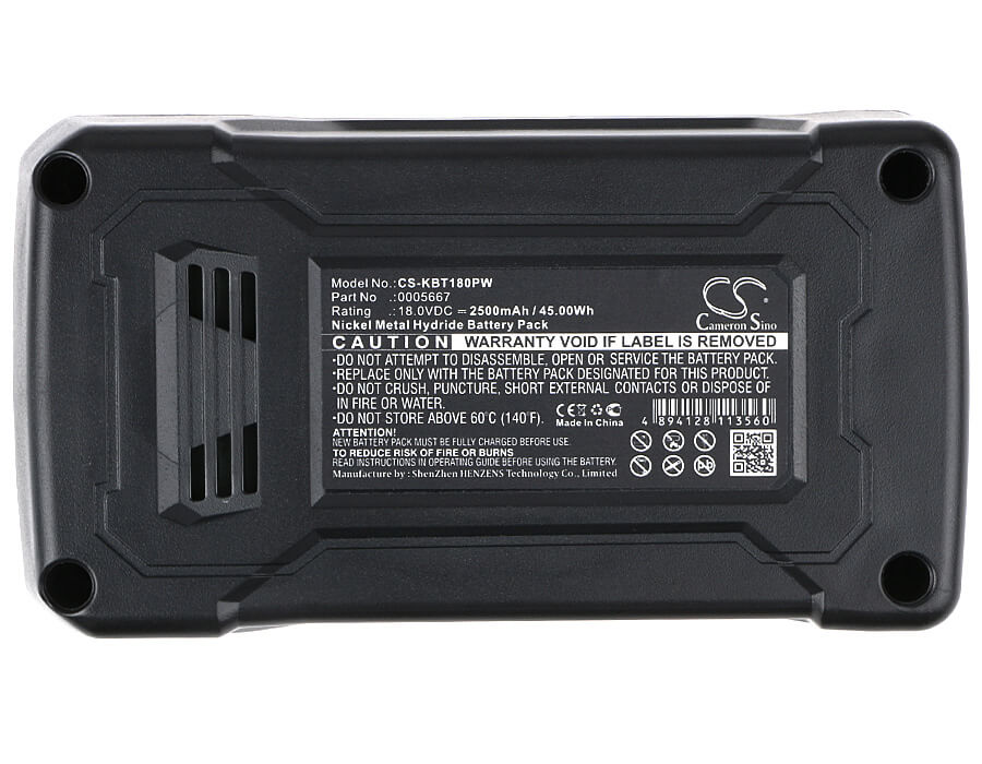 18V, 2500mAh, Ni-MH Battery fits Kobalt, K18-nb15a, 45Wh