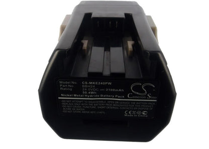 24.0V, 2100mAh, Ni-MH Battery fits Milwaukee, Bxl24, Bxs24, 50.4Wh