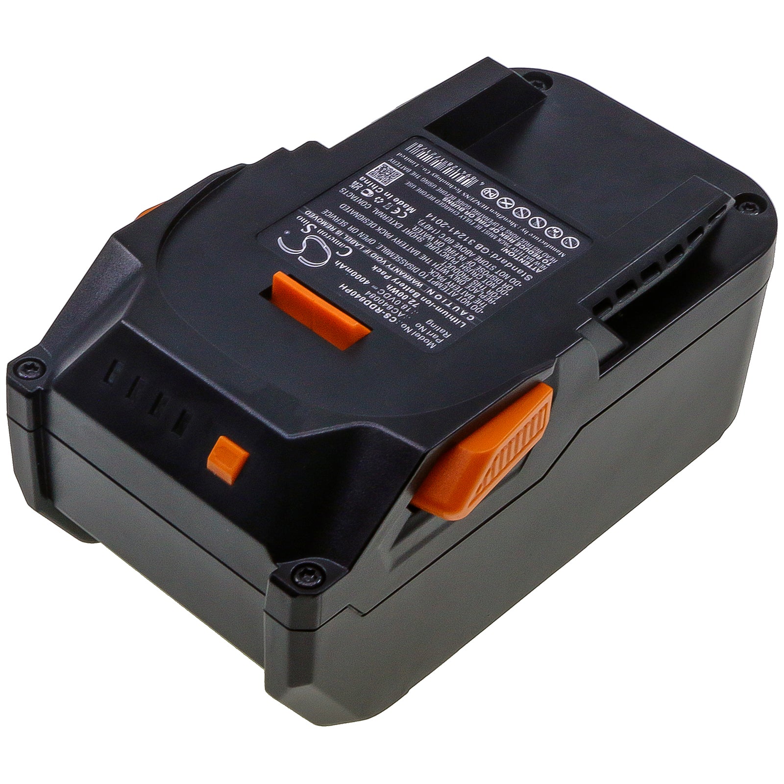 18.0V, 4000mAh, Li-ion Battery fits Ridgid, 130383001, 130383025, 72Wh
