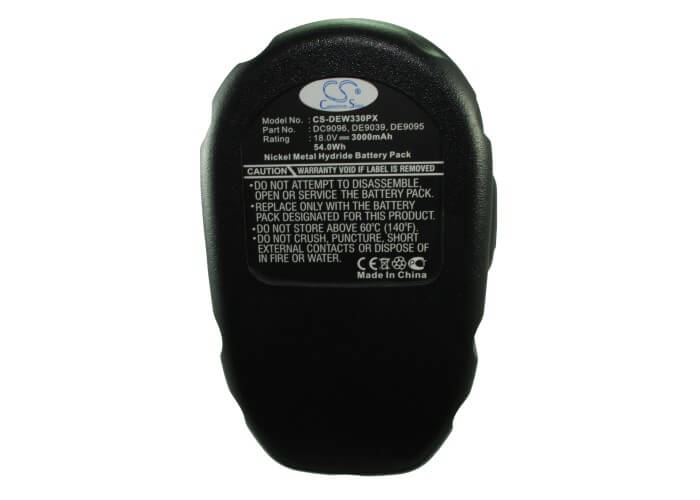 Yellow + Black, 18.0V, 3000mAh, Ni-MH Battery fits Dewalt, Dc020, Dc212, 54Wh