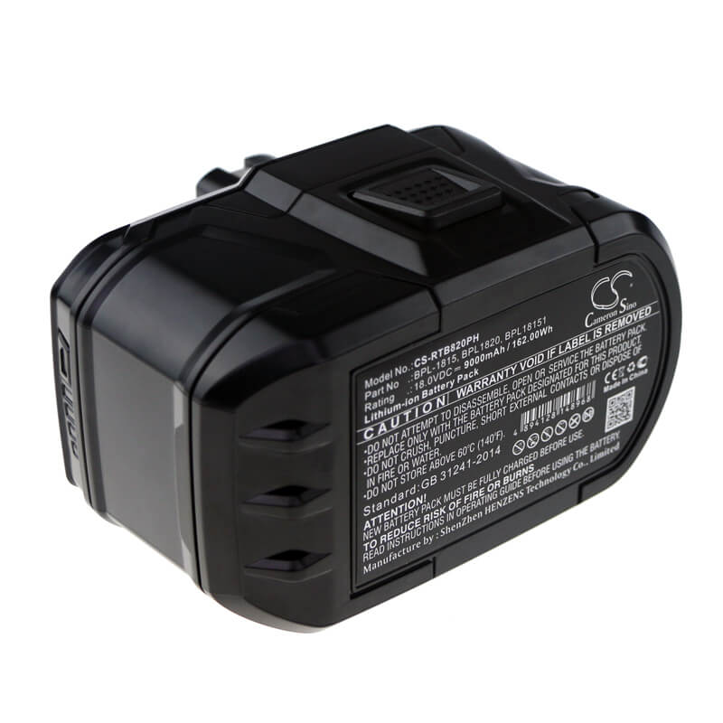 18.0V, 9000mAh, Li-ion Battery fits Ryobi, Bid-1801m, Bid-180l, 162Wh