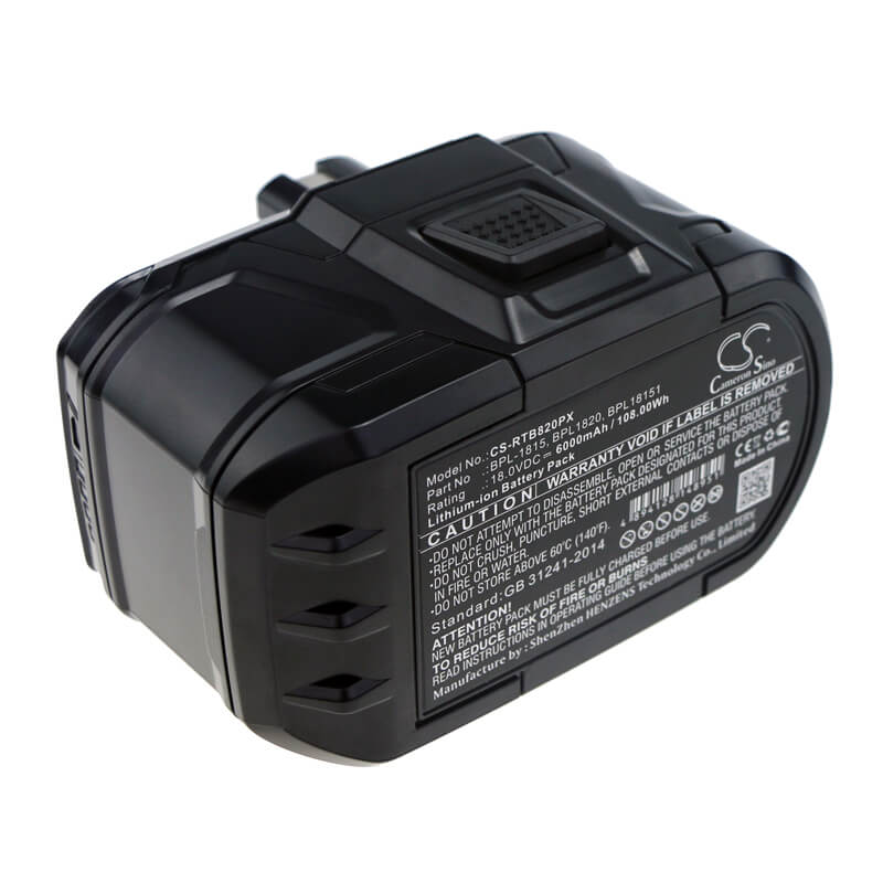 18.0V, 6000mAh, Li-ion Battery fits Ryobi, Bid-1801m, Bid-180l, 108Wh