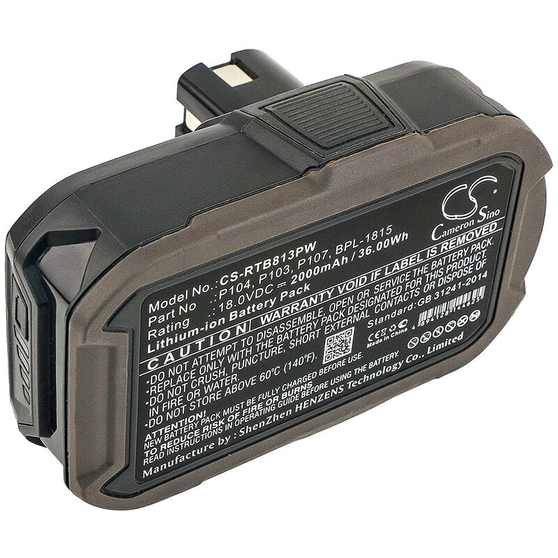 18.0V, 2000mAh, Li-ion Battery fits Ryobi, Bid-1801m, Bid-180l, 36Wh