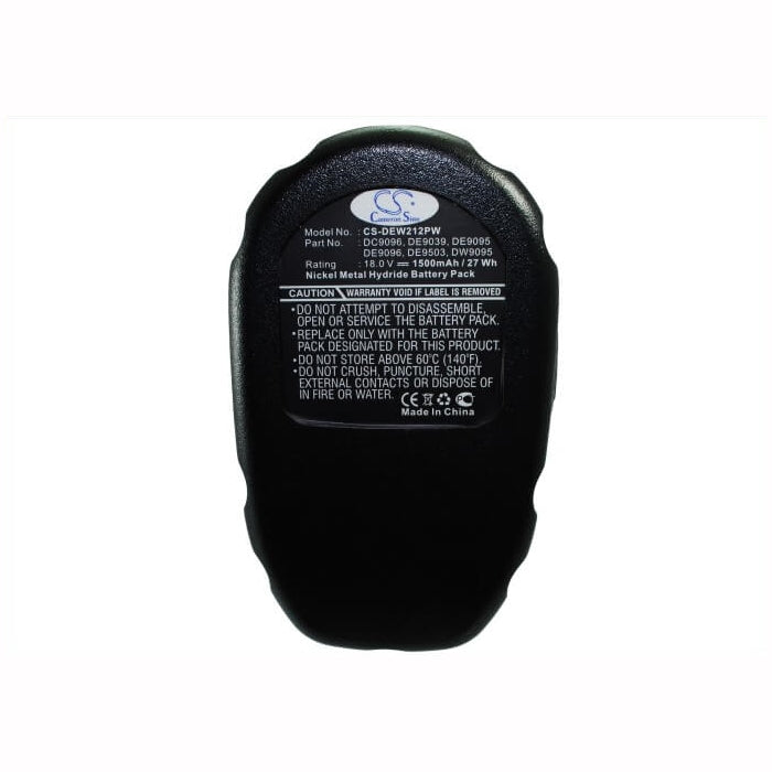 Black, 18.0V, 1500mAh, Ni-MH Battery fits Dewalt, Dc020, Dc212, 27Wh