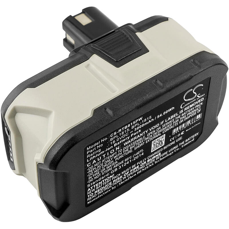 CS-RTB815PW, Power Tools 18.0V, 3000mAh, Li-ion Battery fits Ryobi, Bid-1801m, Bid-180l, 54Wh