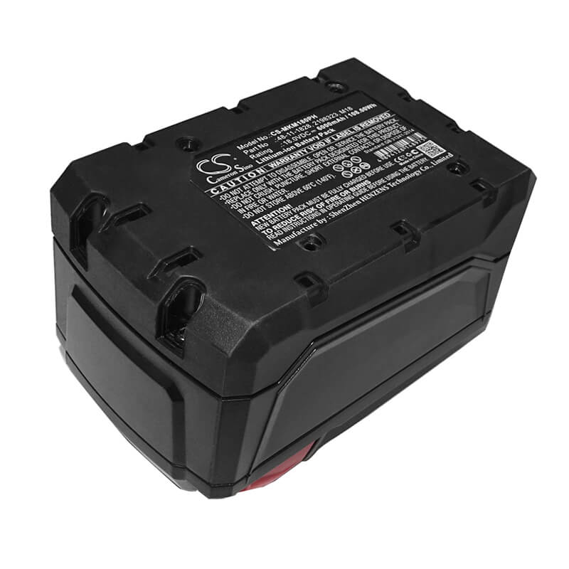 18.0V, 6000mAh, Li-ion Battery fits Milwaukee, 0880-20, 2601, 108Wh