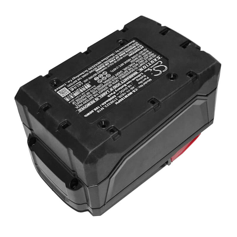 18.0V, 6000mAh, Li-ion Battery fits Milwaukee, 0880-20, 2601, 108Wh