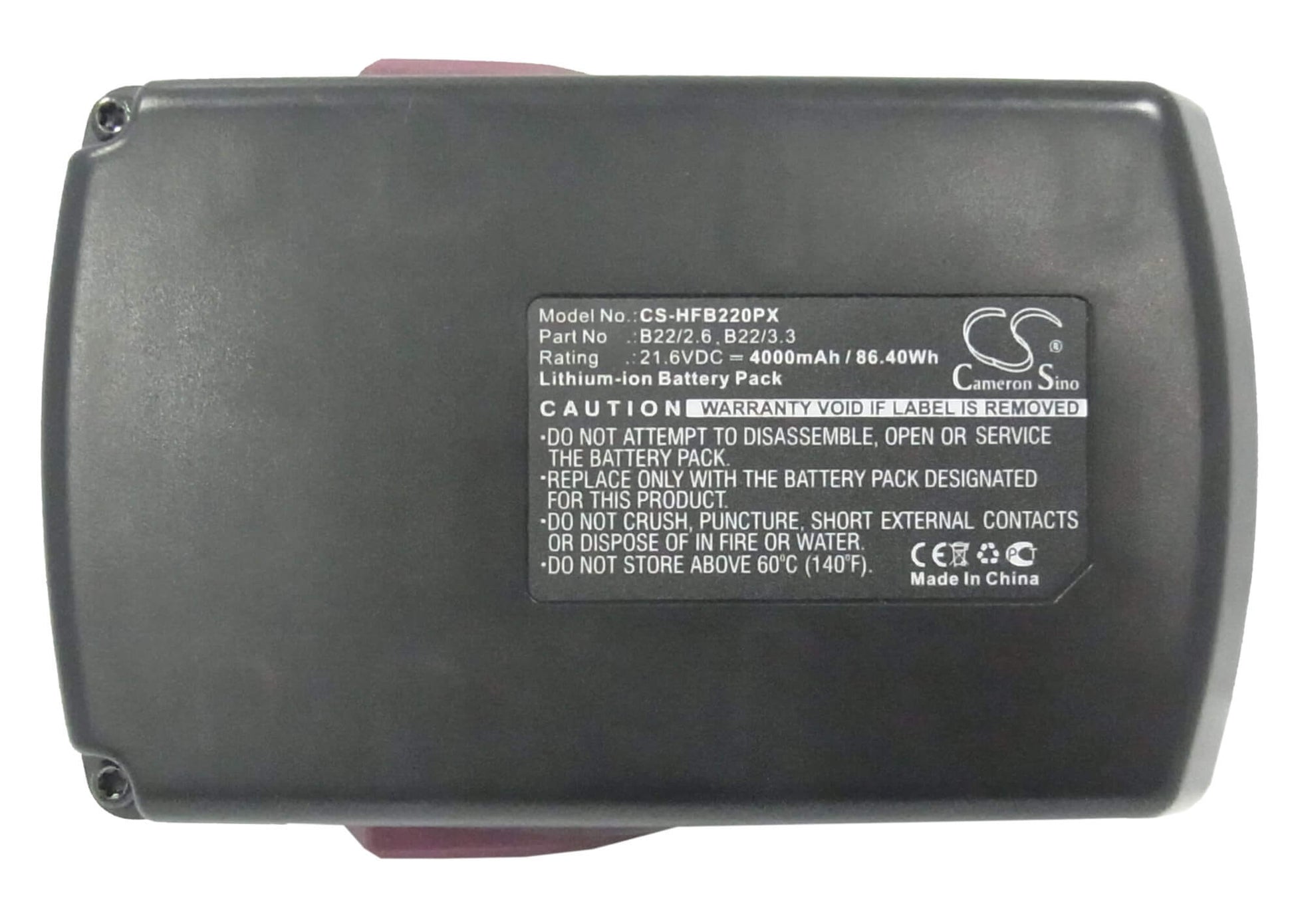 21.6V, 4000mAh, Li-ion Battery fits Hilti, Ag 125-a22, Hde 500-a22, 86.4Wh