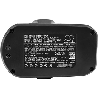 18.0V, 2100mAh, Ni-MH Battery fits Ryobi, Cdl1802p4, Cid-1802p, 37.8Wh