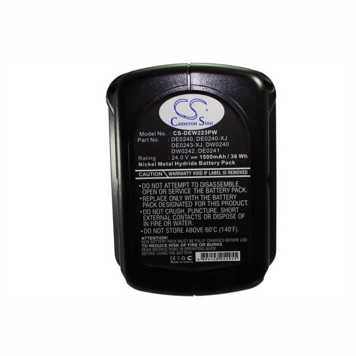 24.0V, 1500mAh, Ni-MH Battery fits Dewalt, Dc222ka, Dc222kb, 36Wh