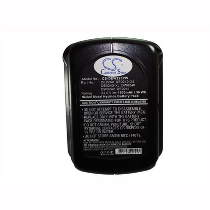 24.0V, 1500mAh, Ni-MH Battery fits Dewalt, Dc222ka, Dc222kb, 36Wh