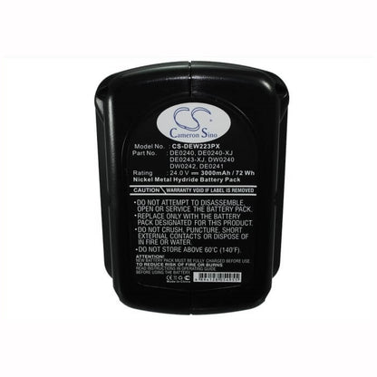 24.0V, 3000mAh, Ni-MH Battery fits Dewalt, Dc222ka, Dc222kb, 72Wh