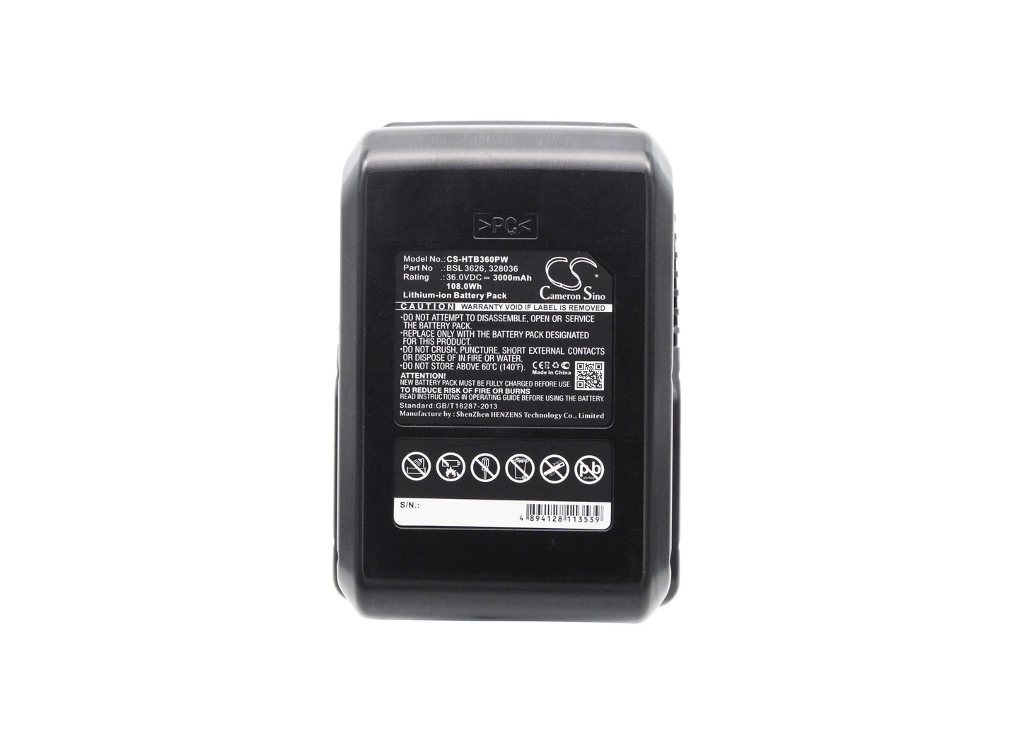 36.0V, 3000mAh, Li-ion Battery fits Hitachi, Dh 36dal, Dh36dl, 108Wh