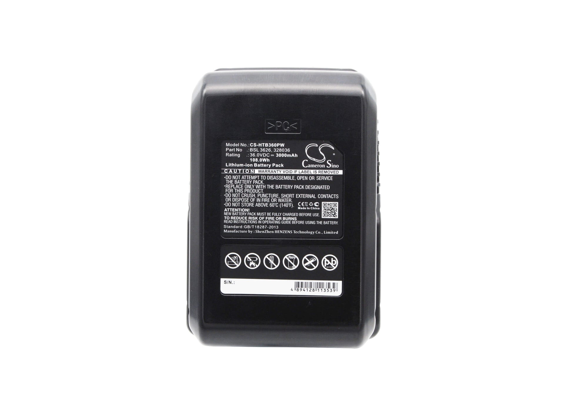 36.0V, 3000mAh, Li-ion Battery fits Hitachi, Dh 36dal, Dh36dl, 108Wh