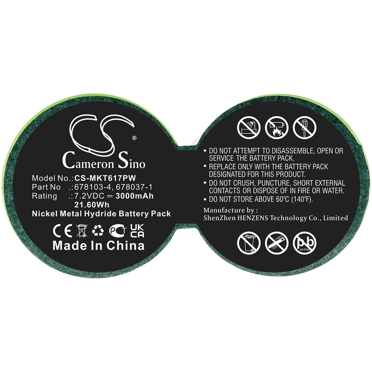 7.2V, 3000mAh, Ni-MH Battery fits Makita, 6010sd, 6010sdw, 21.6Wh