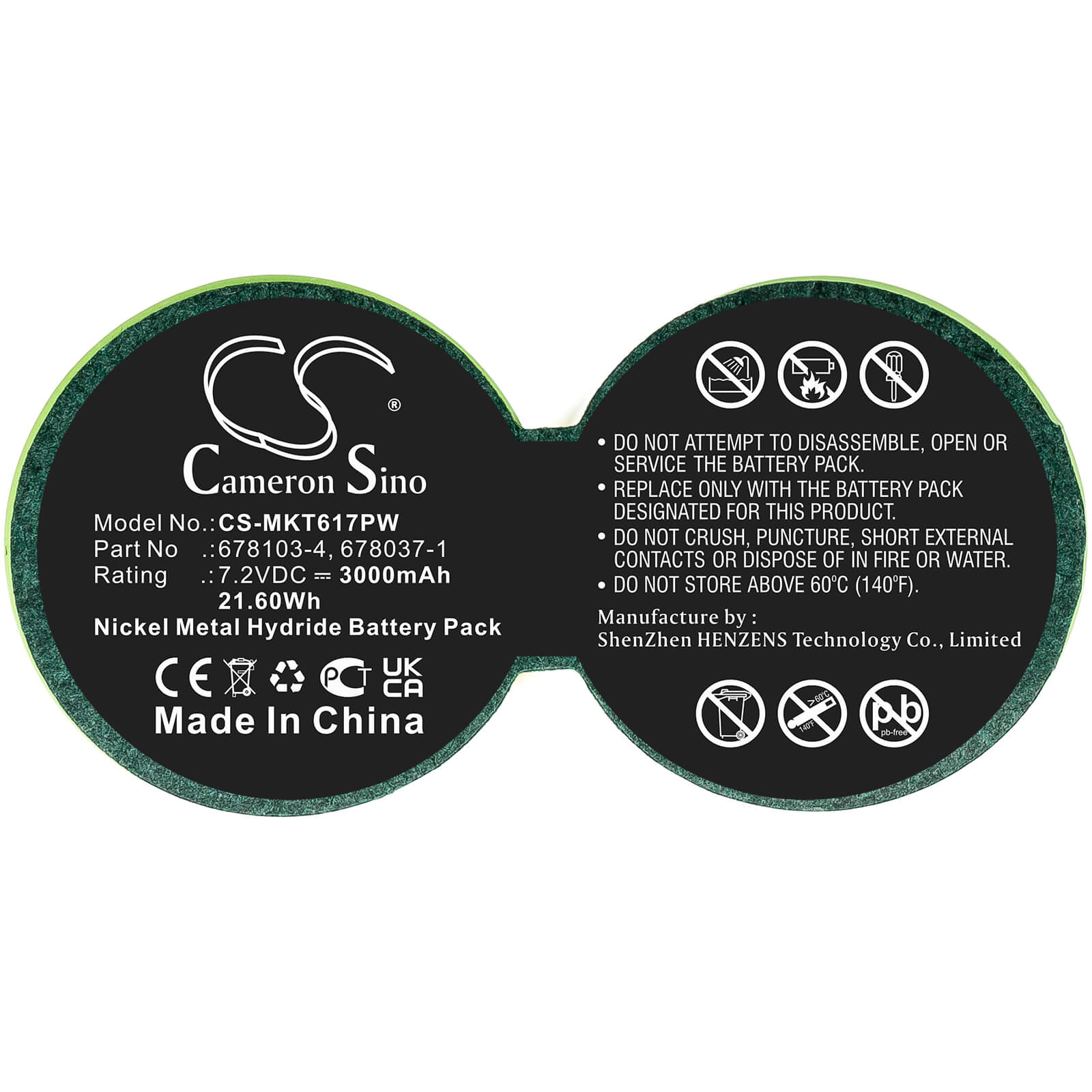 7.2V, 3000mAh, Ni-MH Battery fits Makita, 6010sd, 6010sdw, 21.6Wh