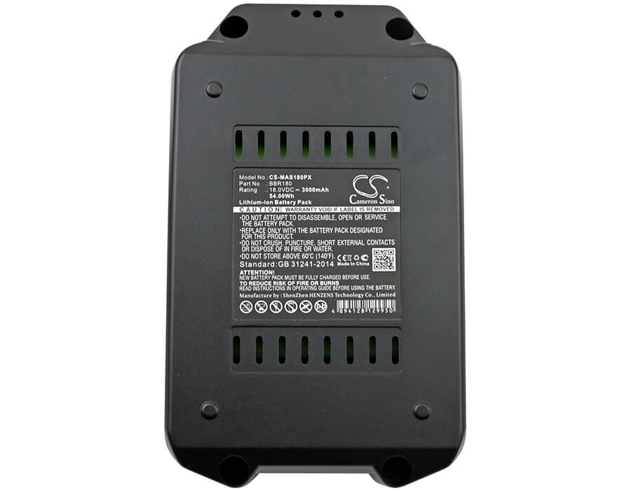 18.0V, 3000mAh, Li-ion Battery fits Meister Craft, 5451260, 5451370, 54Wh