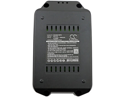 18.0V, 3000mAh, Li-ion Battery fits Meister Craft, 5451260, 5451370, 54Wh