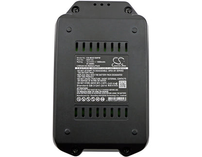 18.0V, 1500mAh, Li-ion Battery fits Meister Craft, 5451260, 5451370, 27Wh