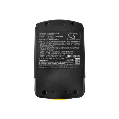 20.0V, 2000mAh, Li-ion Battery fits Stanley, Fmc620, 40Wh