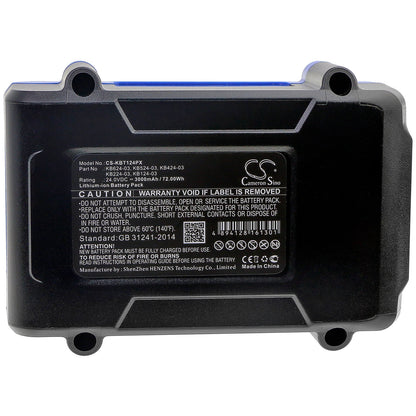 24.0V, 3000mAh, Li-ion Battery fits Kobalt, 856455, 1518740, 72Wh