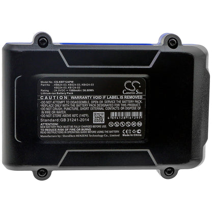 24.0V, 1500mAh, Li-ion Battery fits Kobalt, 856455, 1518740, 36Wh