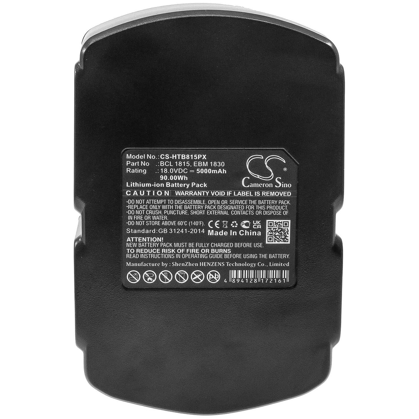 18.0V, 5000mAh, Li-ion Battery fits Hitachi, C 18dl, C 18dlx, 90Wh
