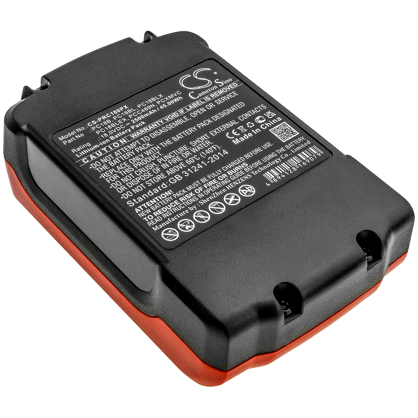 18.0V, 2500mAh, Li-ion Battery fits Porter Cable, Pc1800d, Pc1800l, 45Wh