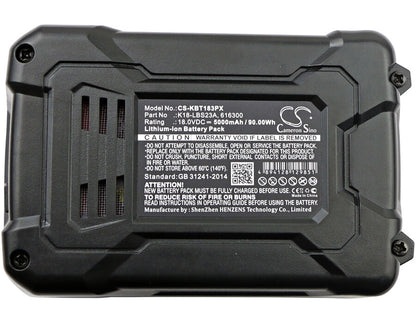 18.0V, 5000mAh, Li-ion Battery fits Kobalt, K18ld-26a, 90Wh