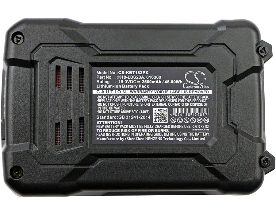 18.0V, 2500mAh, Li-ion Battery fits Kobalt, K18ld-26a, 45Wh