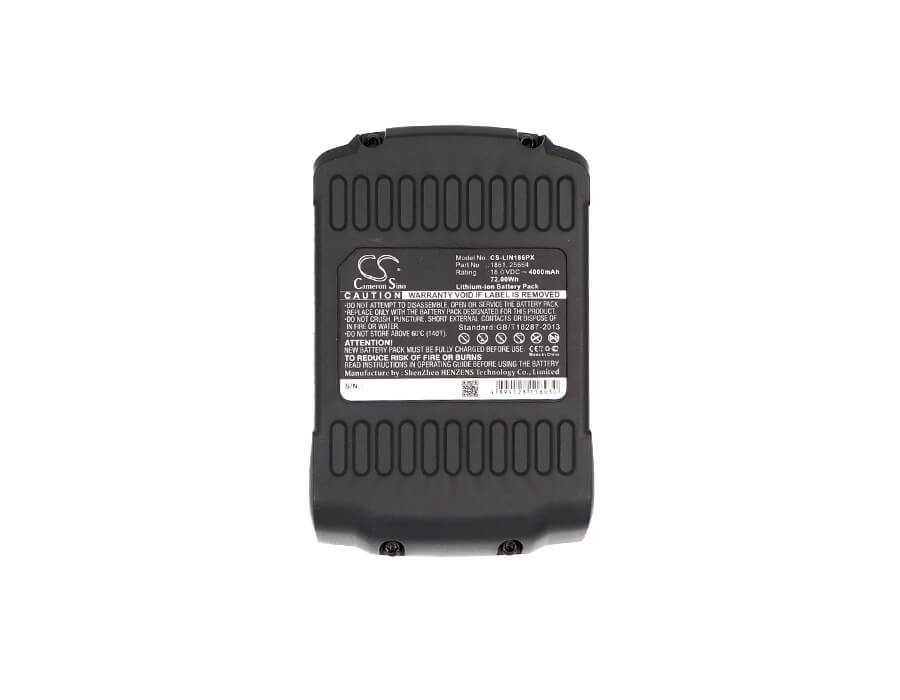 18.0V, 3000mAh, Li-ion Battery fits Lincoln, Lin-1862, Lin-1864, 54Wh