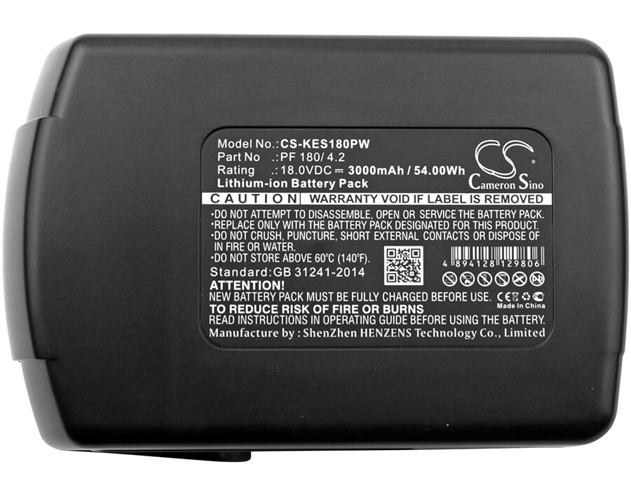 18.0V, 3000mAh, Li-ion Battery fits Kress, 180 Afb, 54Wh