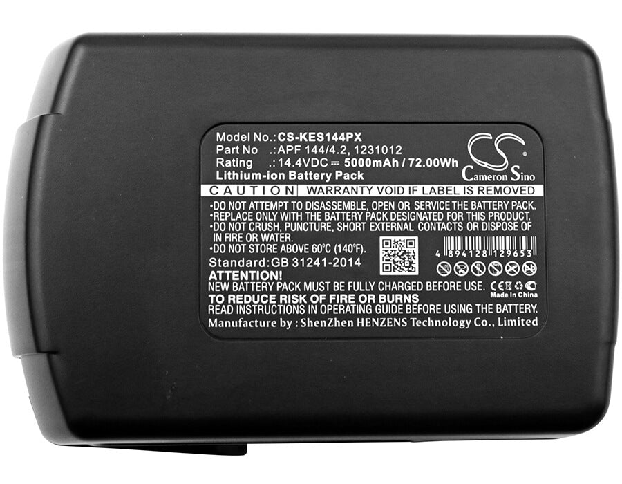 14.4V, 5000mAh, Li-ion Battery fits Kress, 144 Afb, 72Wh
