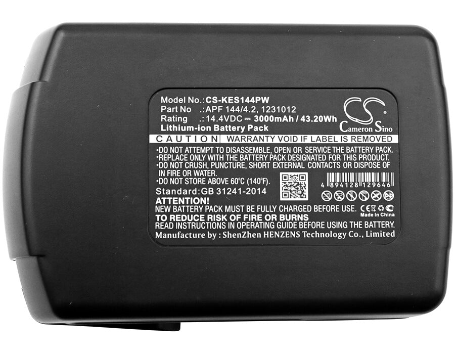14.4V, 3000mAh, Li-ion Battery fits Kress, 144 Afb, 43.2Wh