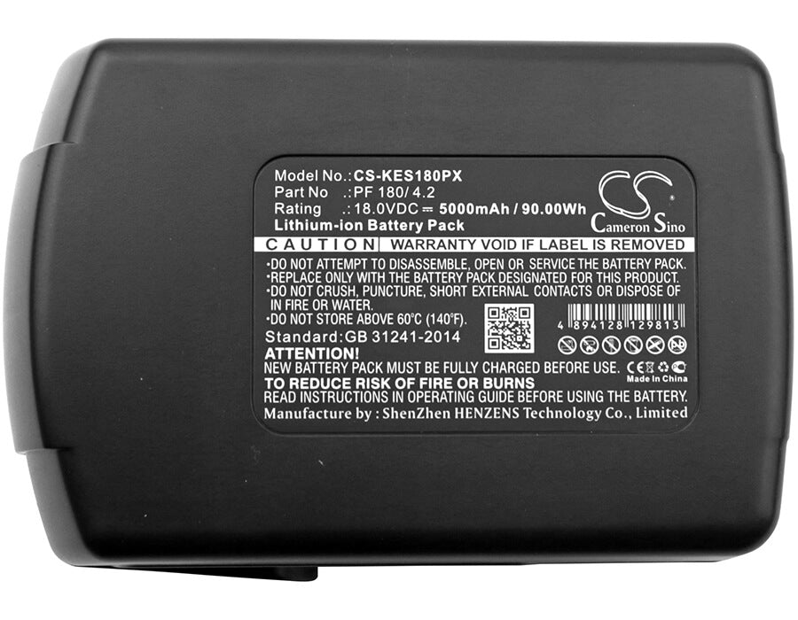 18.0V, 5000mAh, Li-ion Battery fits Kress, 180 Afb, 90Wh