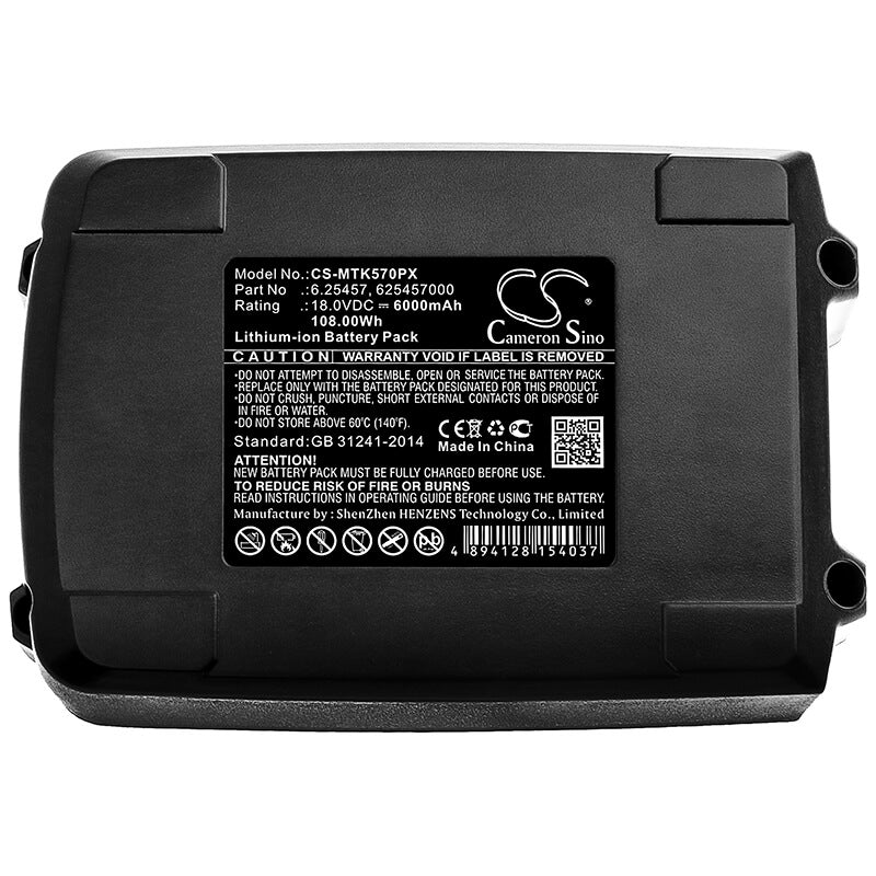 18.0V, 6000mAh, Li-ion Battery fits Steinel, Gluepro 18v, Mobileheat 3, 108Wh