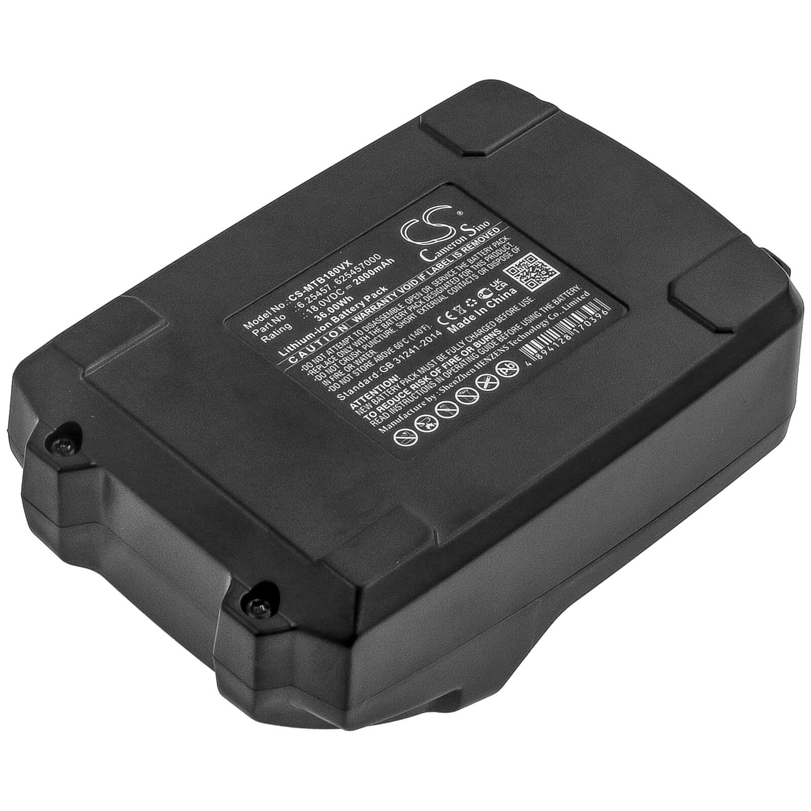 18.0V, 2000mAh, Li-ion Battery fits Haaga, 355 Accu, 36Wh