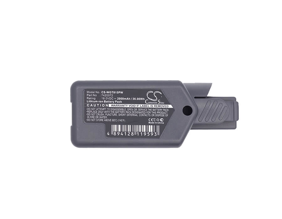 18.0V, 2000mAh, Li-ion Battery fits Wolf Garten, 7420096, Gt815, 36Wh