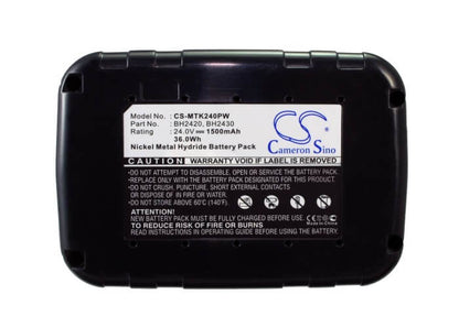 24.0V, 1500mAh, Ni-MH Battery fits Makita, Bdf460, Bdf460sf, 36Wh