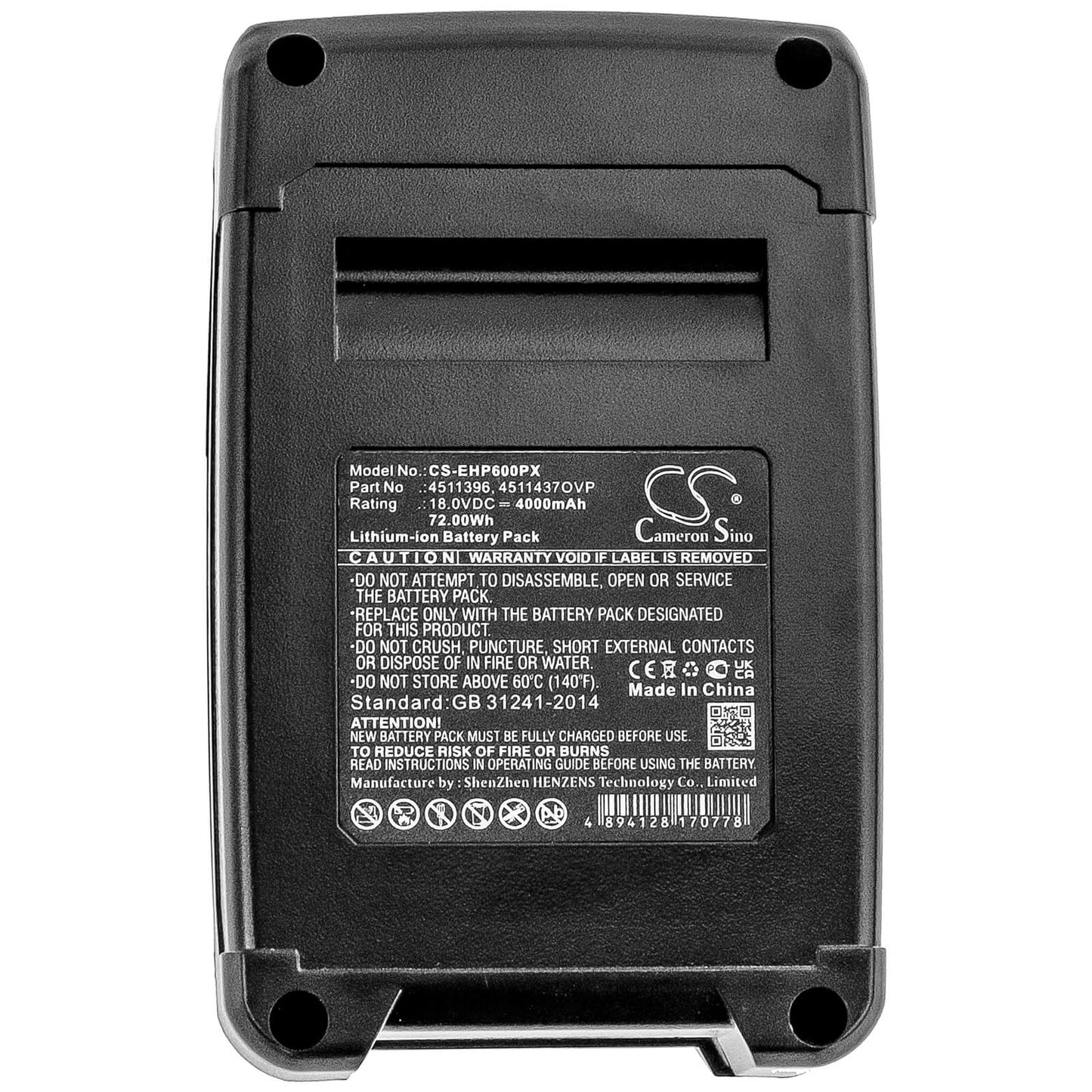 18.0V, 4000mAh, Li-ion Battery fits Einhell, Px-bat52, Pxbp-300, 72Wh