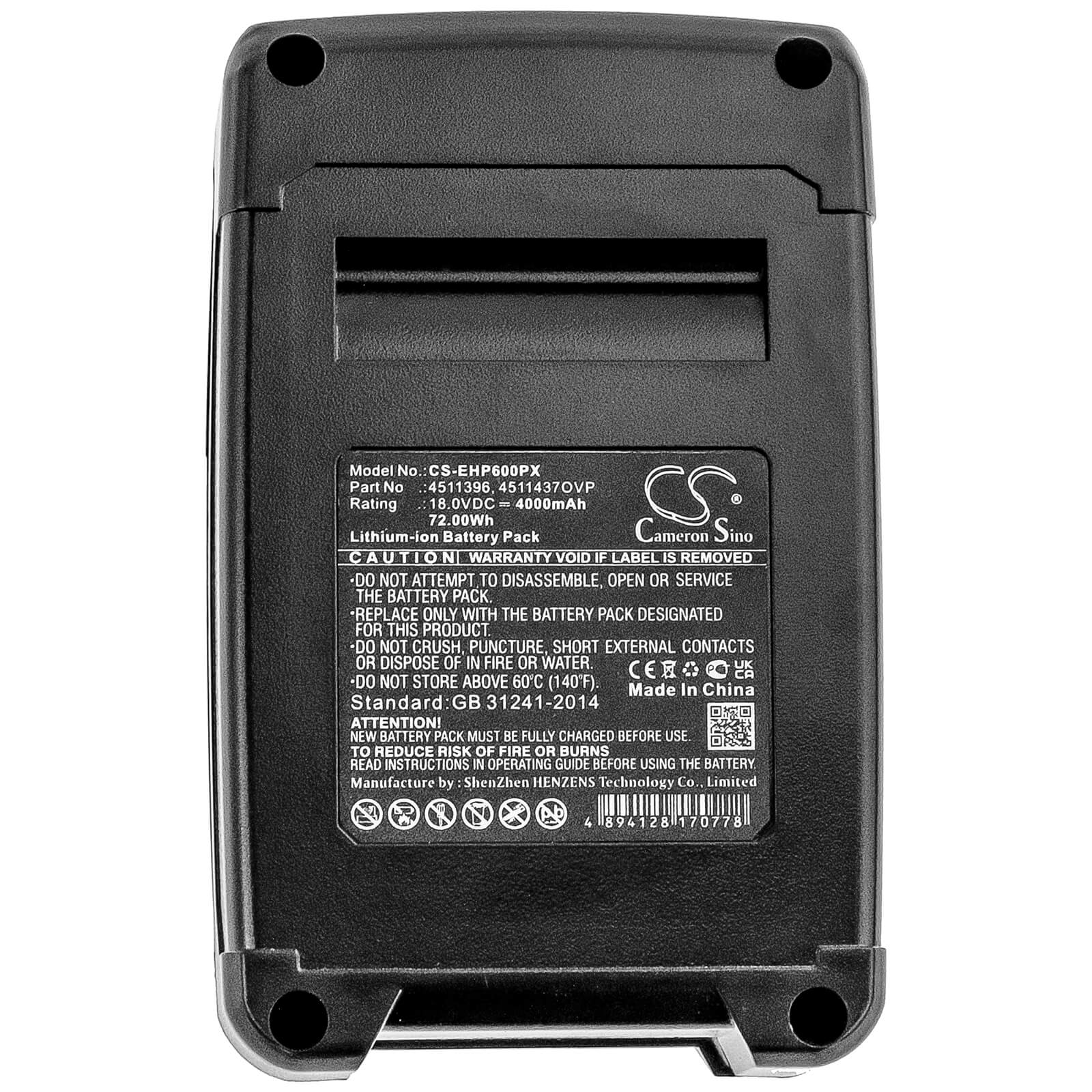 18.0V, 4000mAh, Li-ion Battery fits Einhell, Px-bat52, Pxbp-300, 72Wh