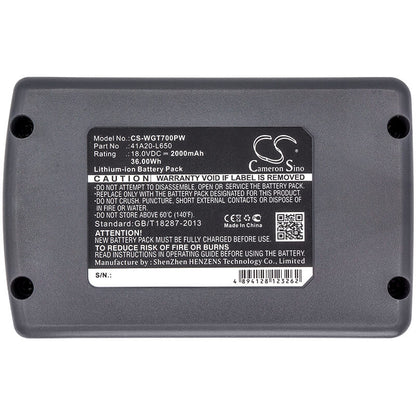 18.0V, 2000mAh, Li-ion Battery fits Wolf Garten, Ba 700, Ba700 Li-ion Leafblower, 36Wh