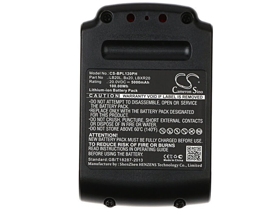 20.0V, 5000mAh, Li-ion Battery fits Black & Decker, Asl186k, Asl188k, 100Wh