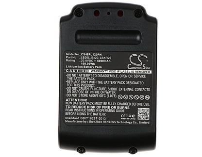 20.0V, 5000mAh, Li-ion Battery fits Black & Decker, Asl186k, Asl188k, 100Wh